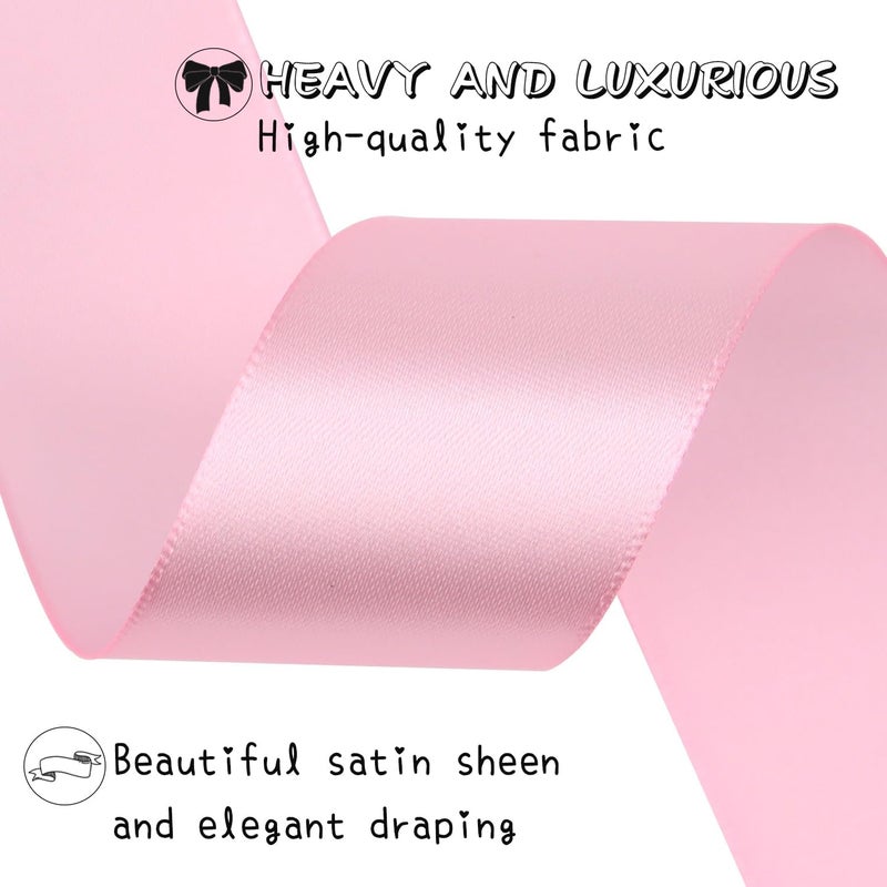 Riunbb Pink Solid Satin Ribbon 1-1/2 Inch 25 Yards Solid Polyester Fabric Ribbon for Gift Wrapping Wedding Christmas Baby Shower Birthday Party Decoration Handmade Immortal Flower Craft - Image 4